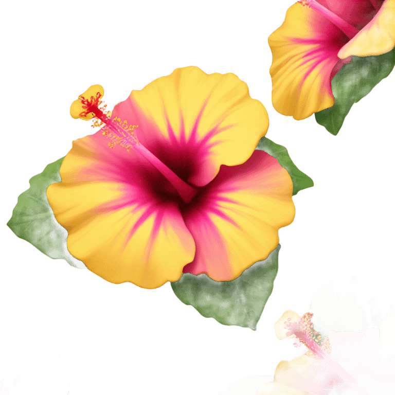 yellow and pink hibiscus flower emoji