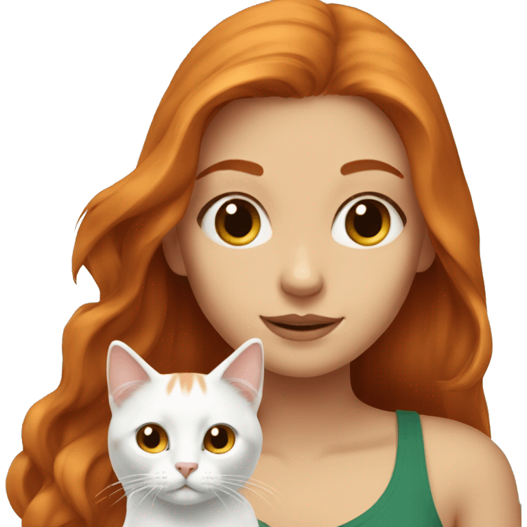 Lebanese girl with Ginger hair and a White cat  emoji