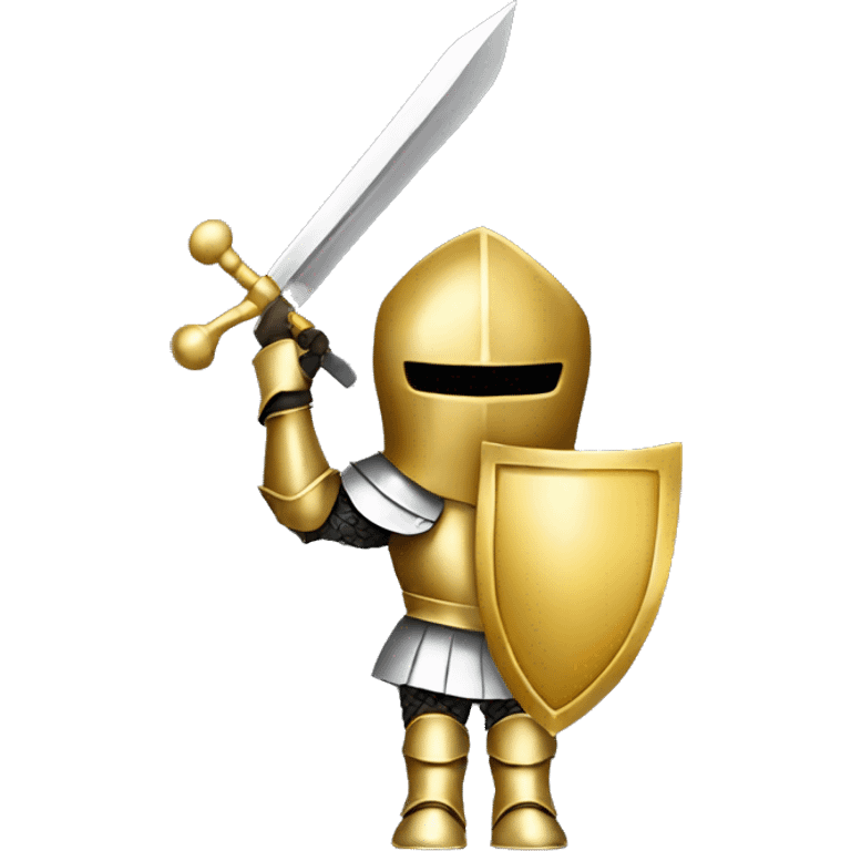 Gold armour knight holding overhead banner emoji