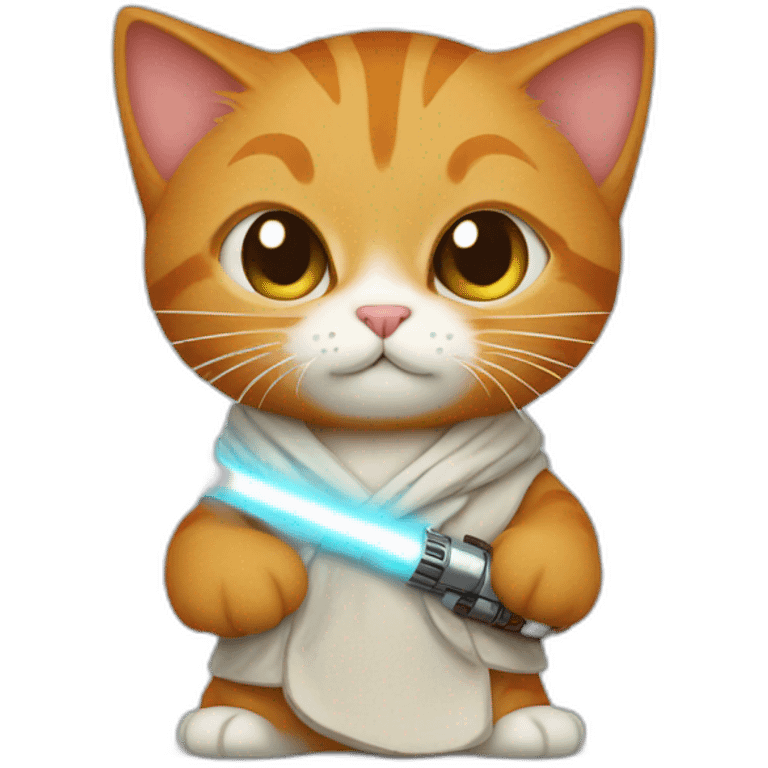 Jedi Ginger cat with light saber emoji