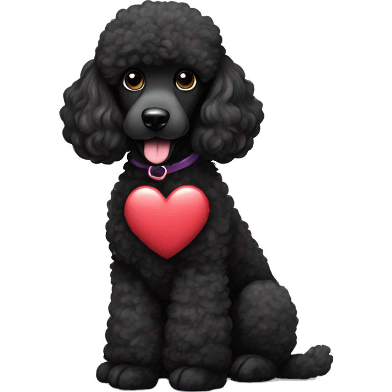 Black poodle with heart emoji