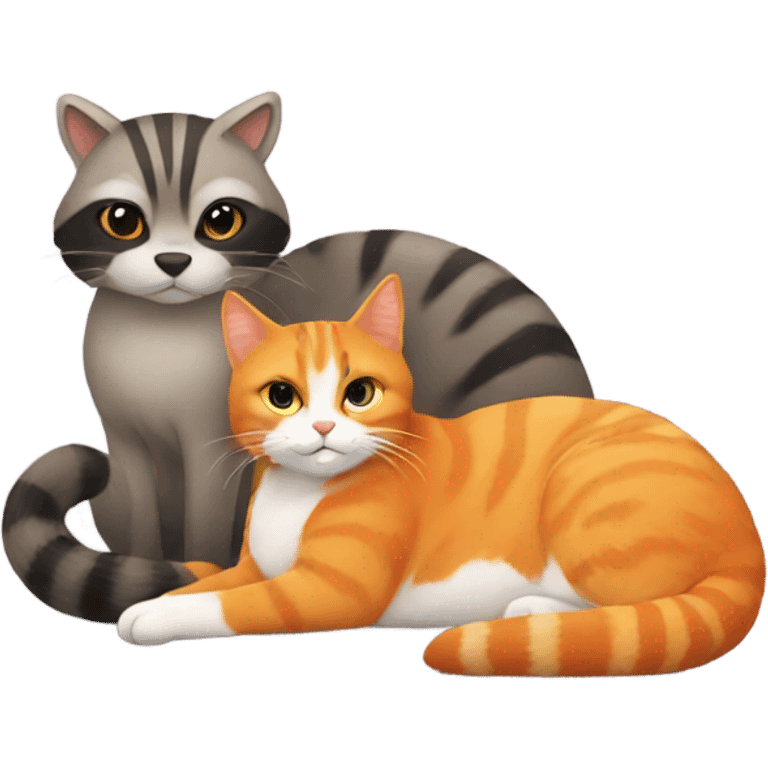 Orange cat and racoon  emoji