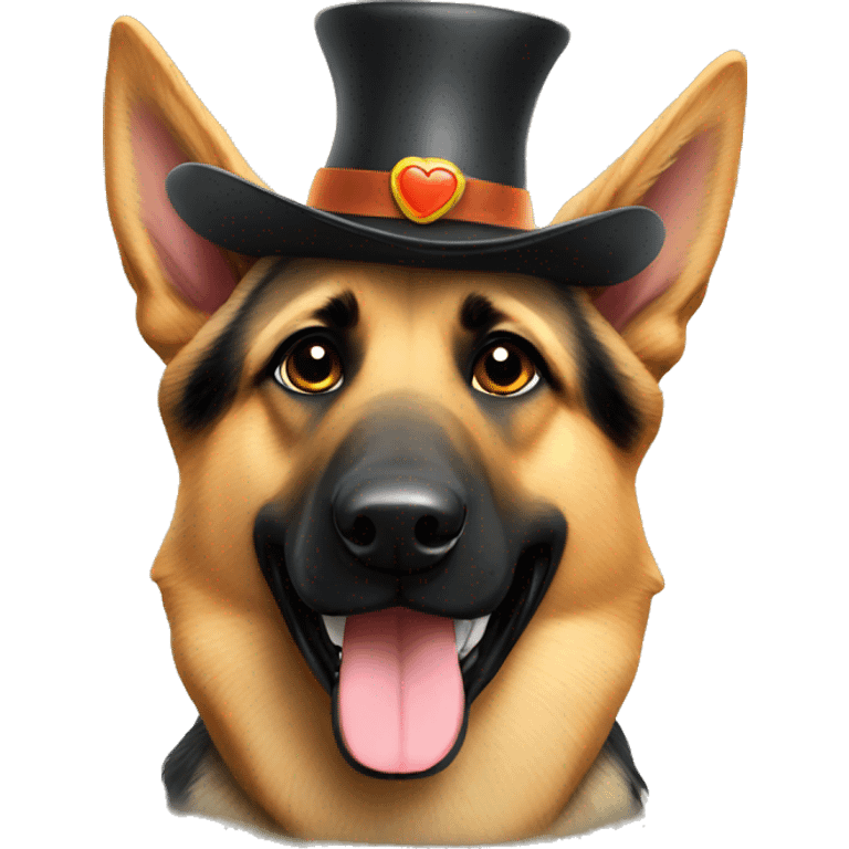 German shepherd with silly hat emoji