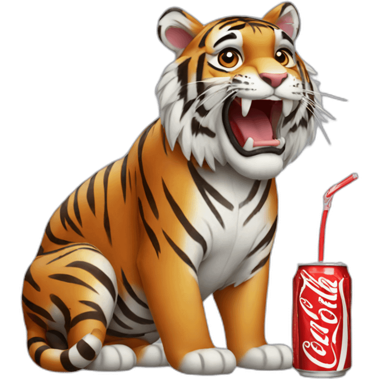 Tiger with Diet Coke  emoji