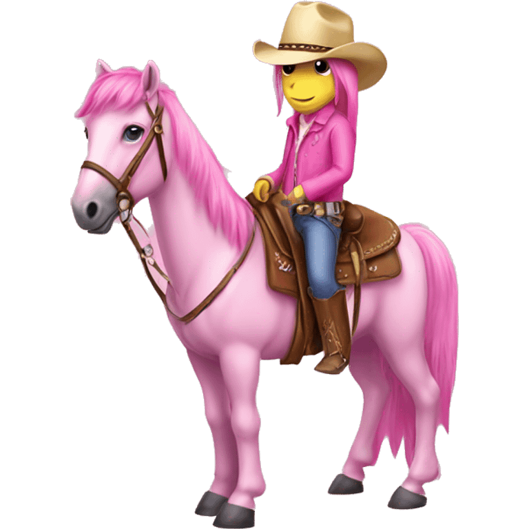 A pink pony with pink cowboy hat and clothes  emoji