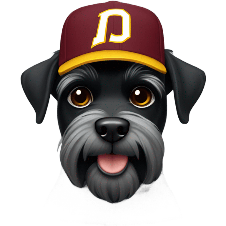 Black schnauzer wearing a Washington redskins hat emoji