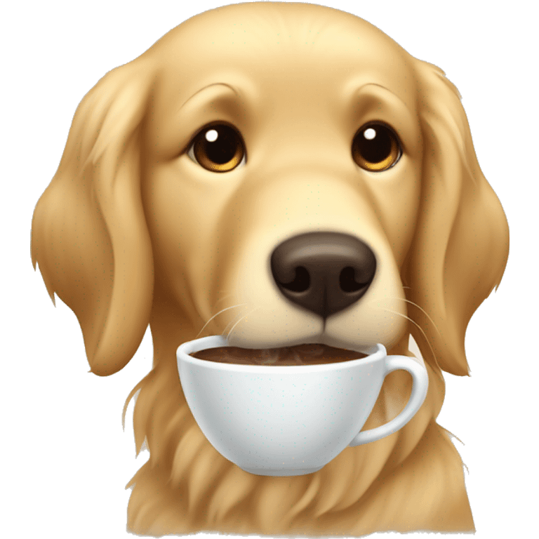 Golden retriever drinking hot chocolate  emoji