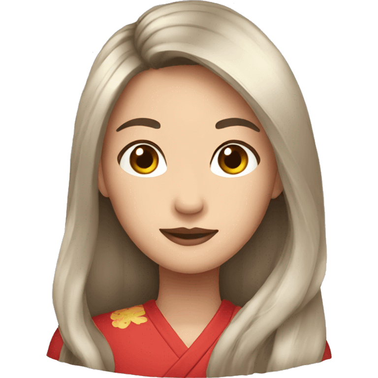 chinese woman, long hair, confident look emoji