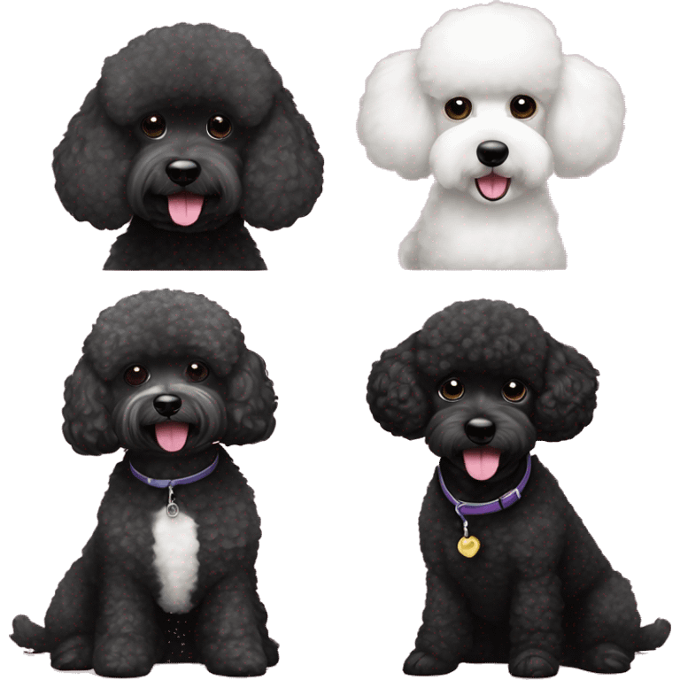 Solid black dog half mini poodle and half bichon frisée emoji