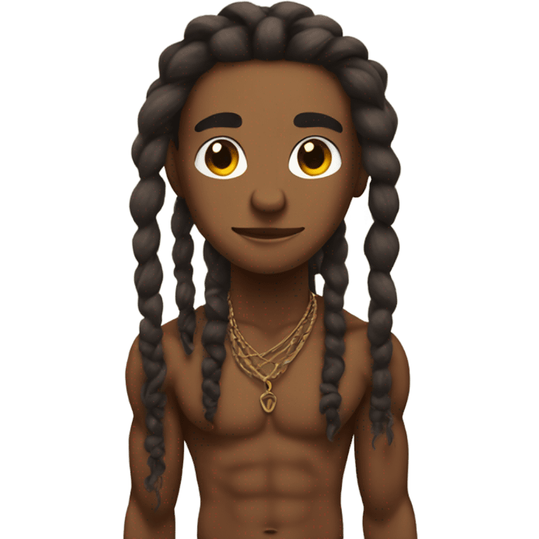 Flexing brown with tattoos and dreadlocks  emoji