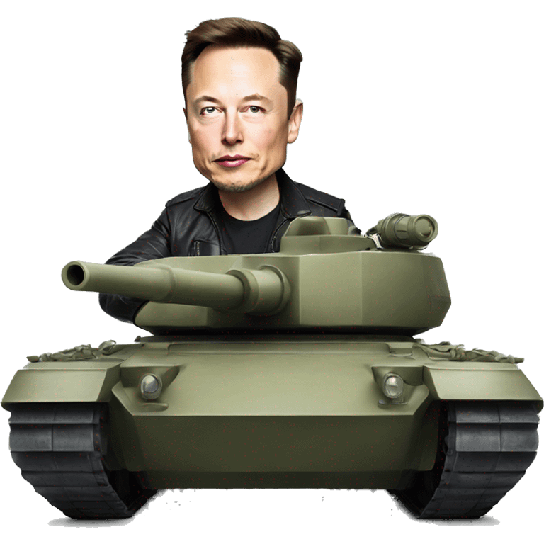 Elon musk driving a tank emoji