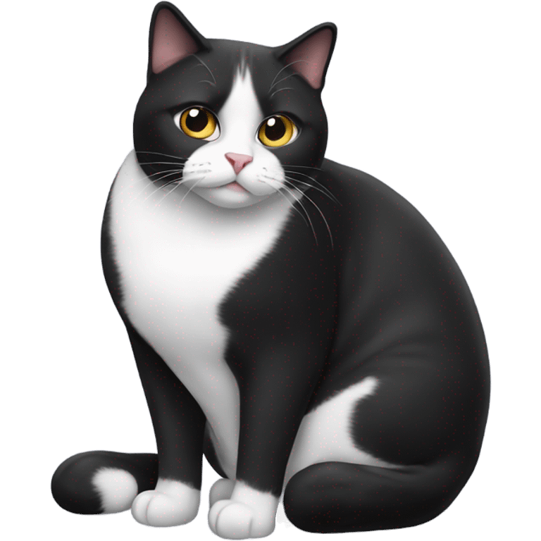 Fat black and Wight cat emoji