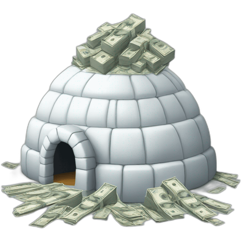 igloo with a lot of dollars emoji