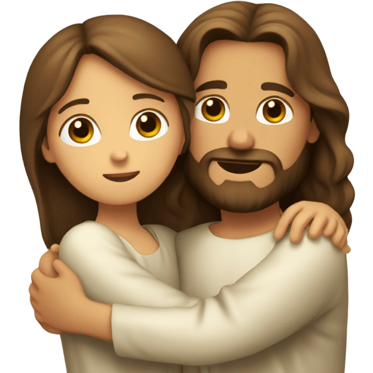 Jesus hugging brown haired girl emoji