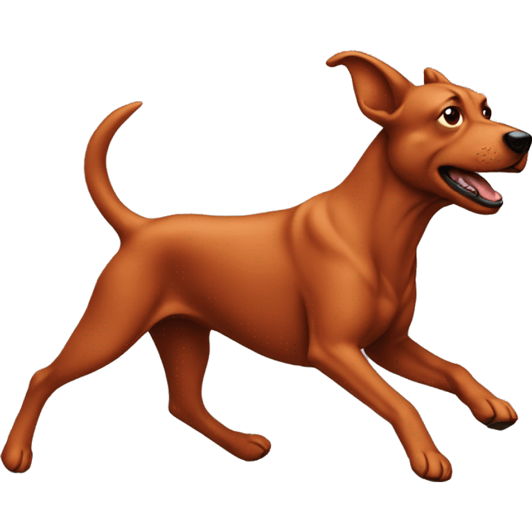 solid red dog with pointed ears running emoji