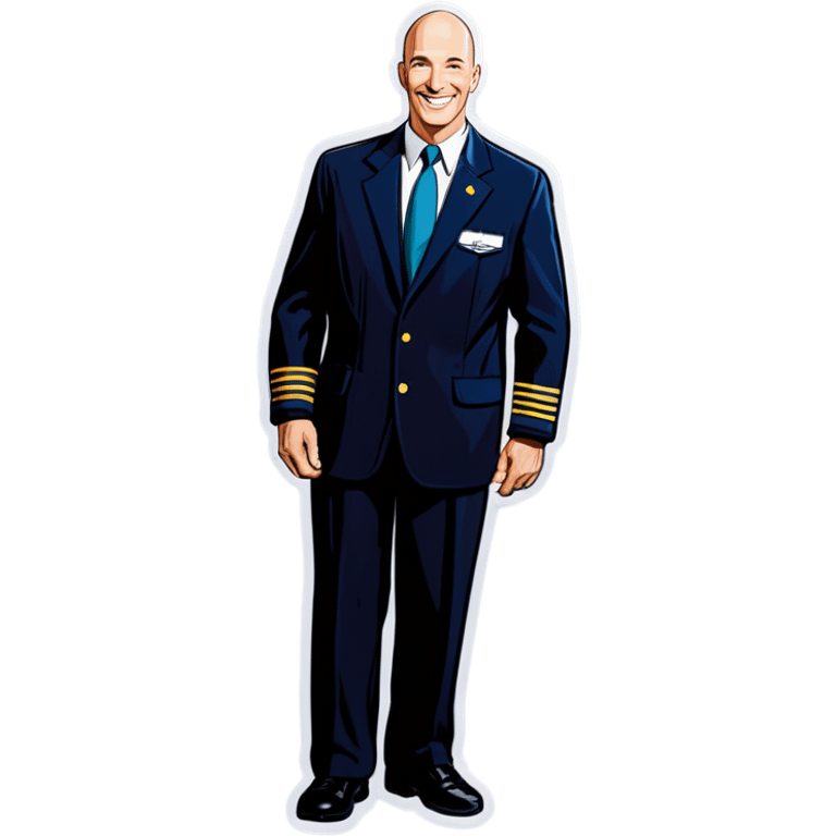 Bald flight attendant guy smiling in his 50’s emoji