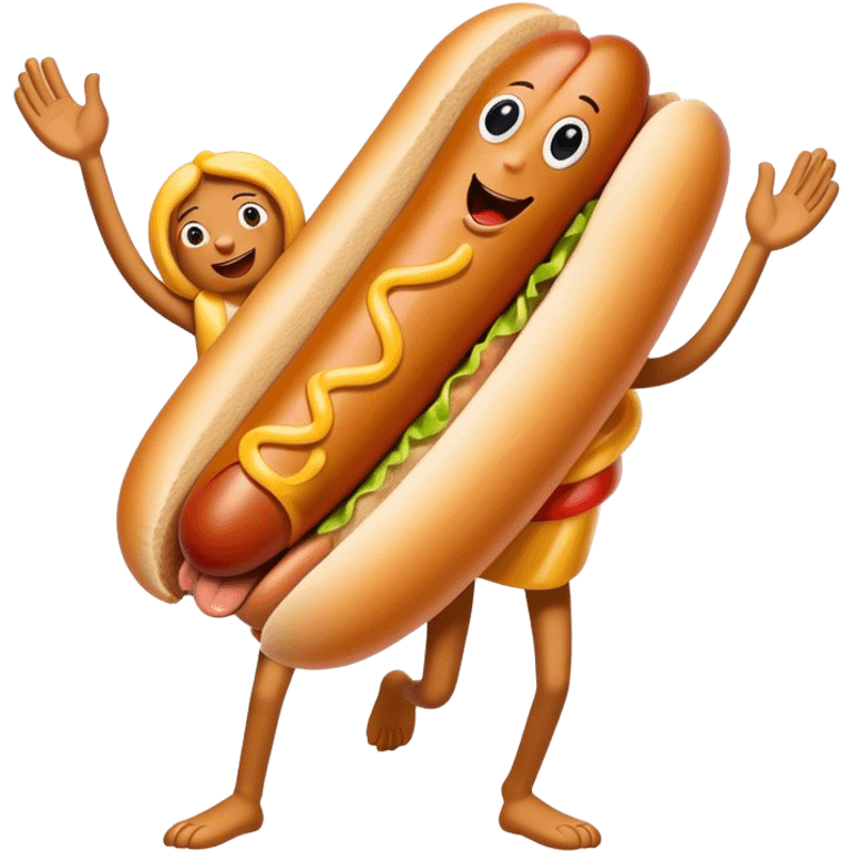 Hot dog with 2 arms and 2 legs  emoji