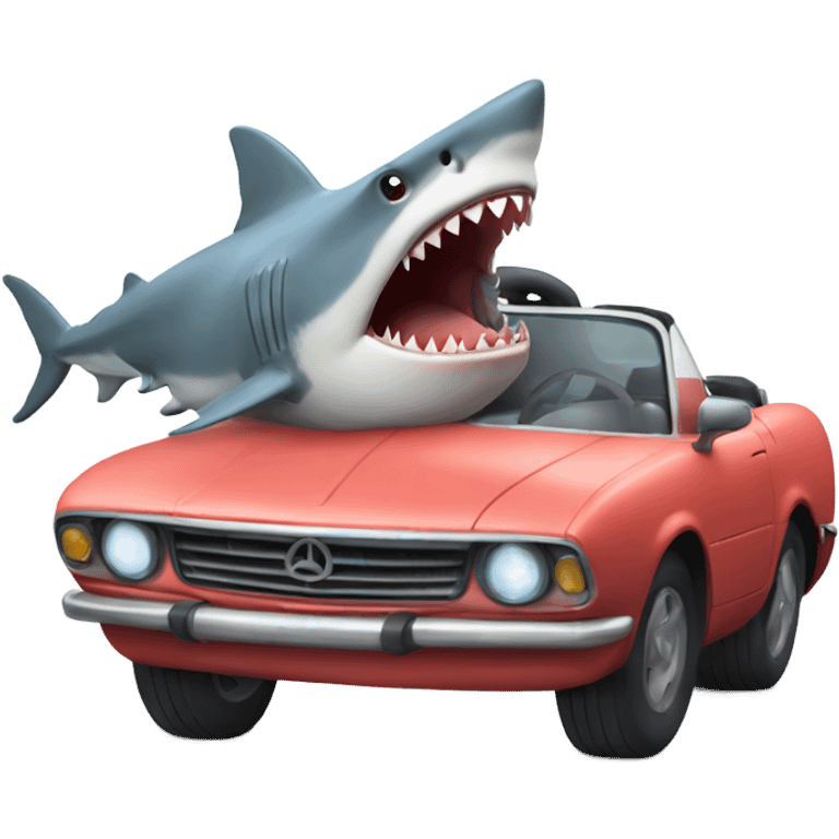 Shark driving a car emoji