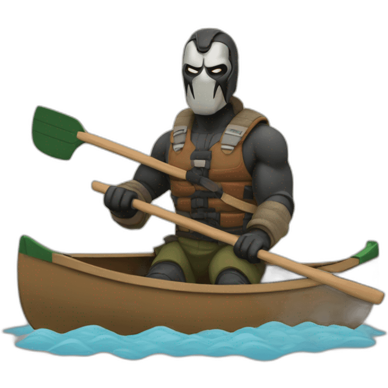 Bane in a canoe on a river emoji