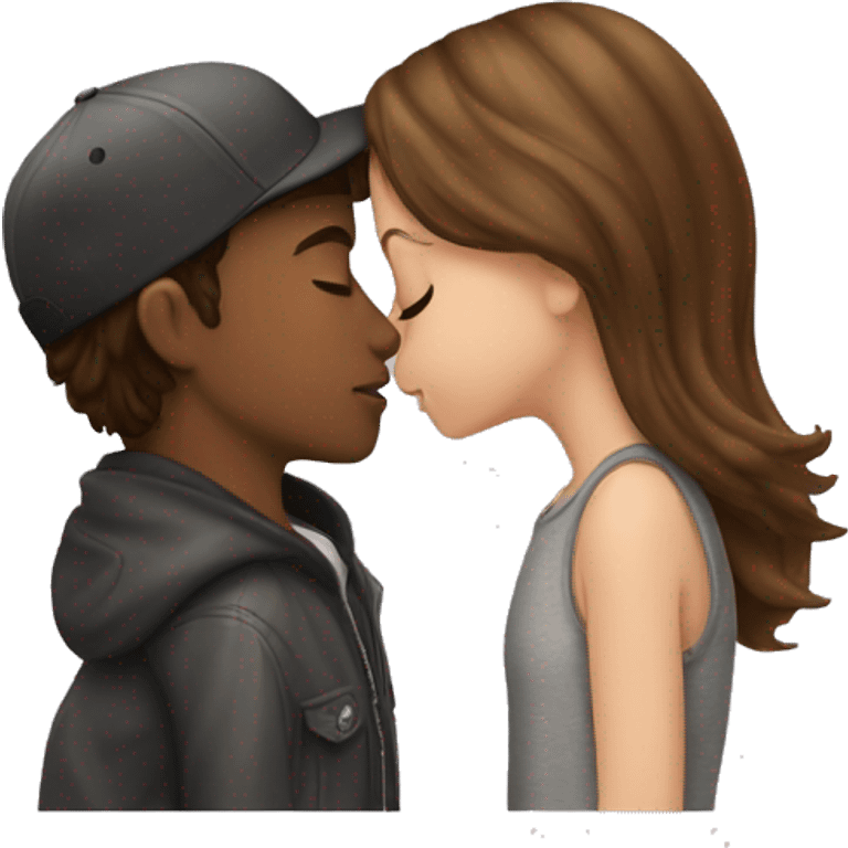 brown hair girl kissing skater boy emoji