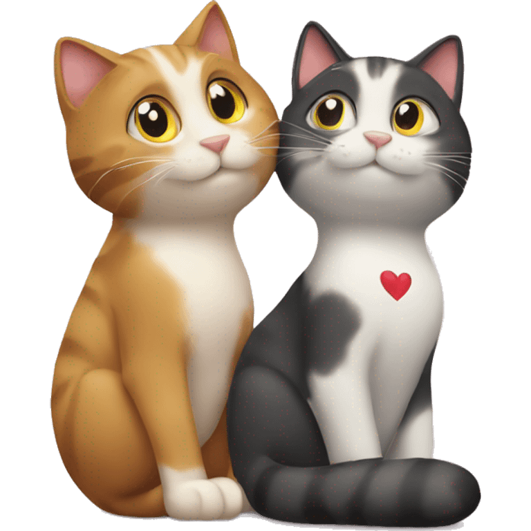 two cats sitting with their tails that make a heart emoji