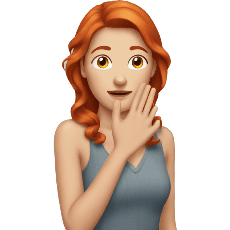 Redhead with hand on her face emoji