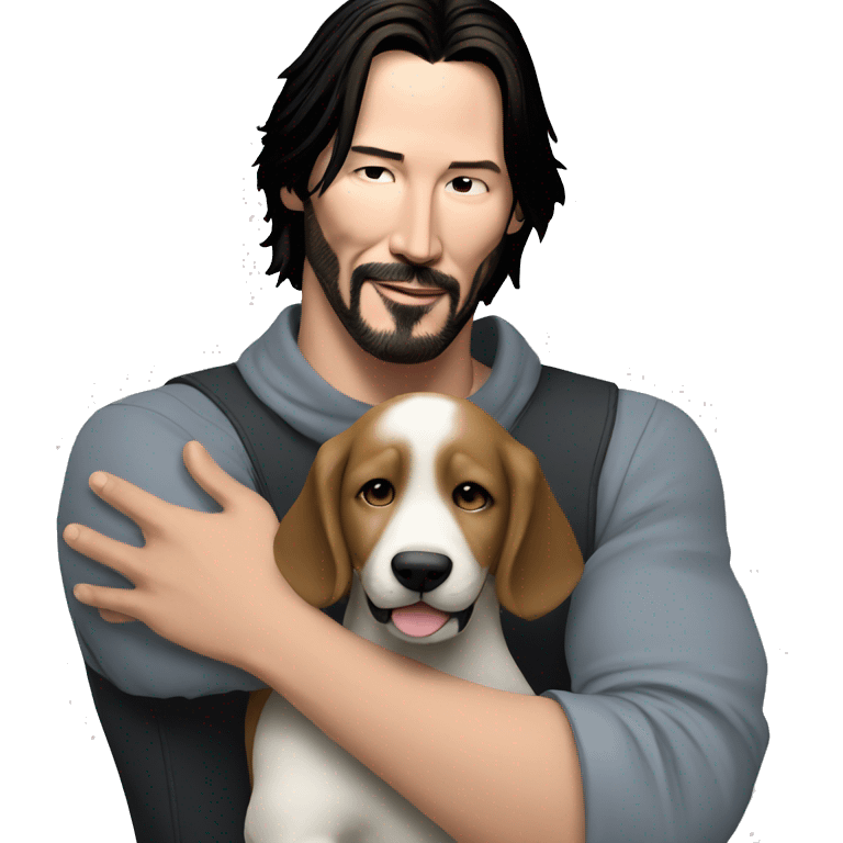 keanu reeves hugging a puppy emoji