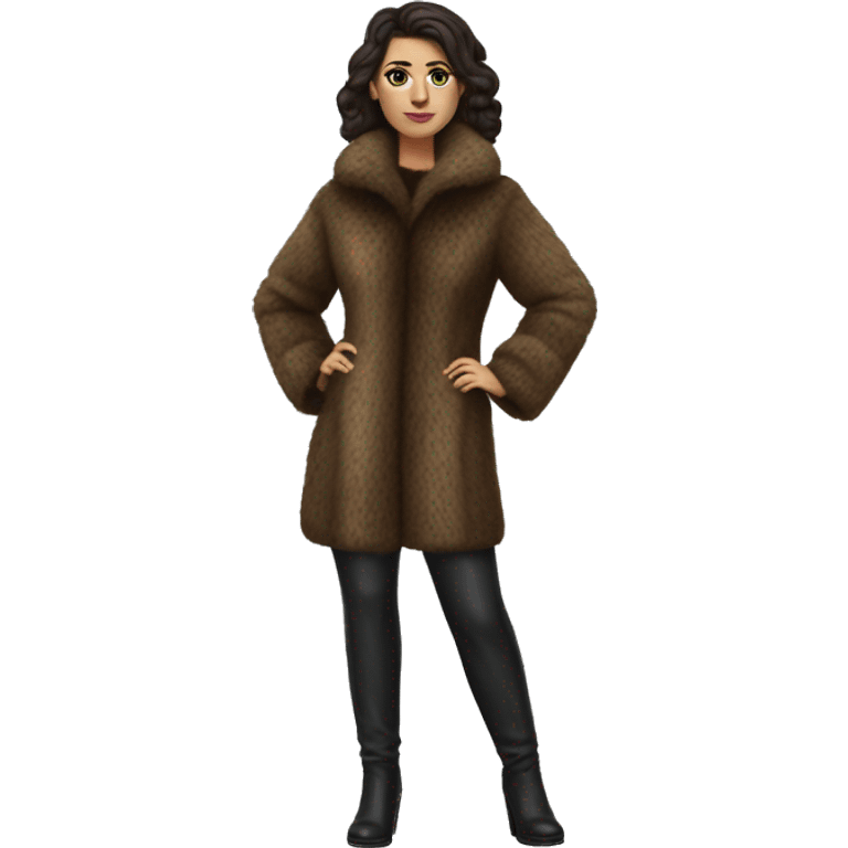 Realistic brunette mob wife full body fur coat emoji