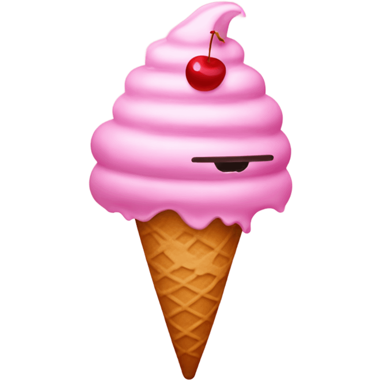 A pink ice cream with a cherry on top emoji