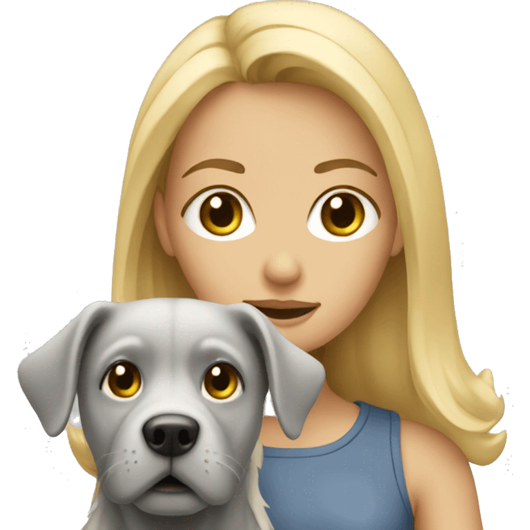 Blonde girl with grey dog emoji