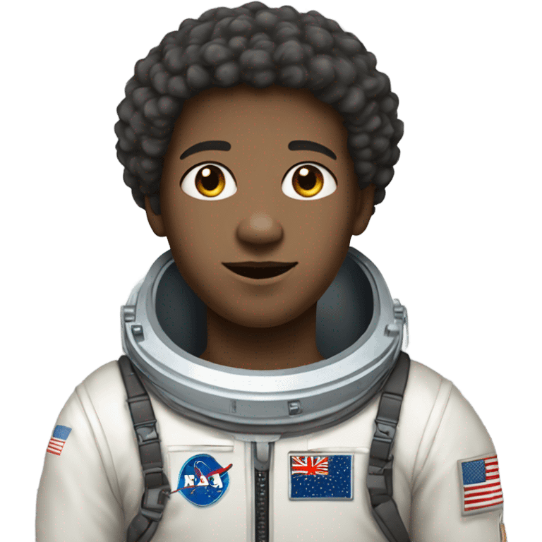 1 full-body Afro light-skinned skinned male teenager in a space suit. emoji