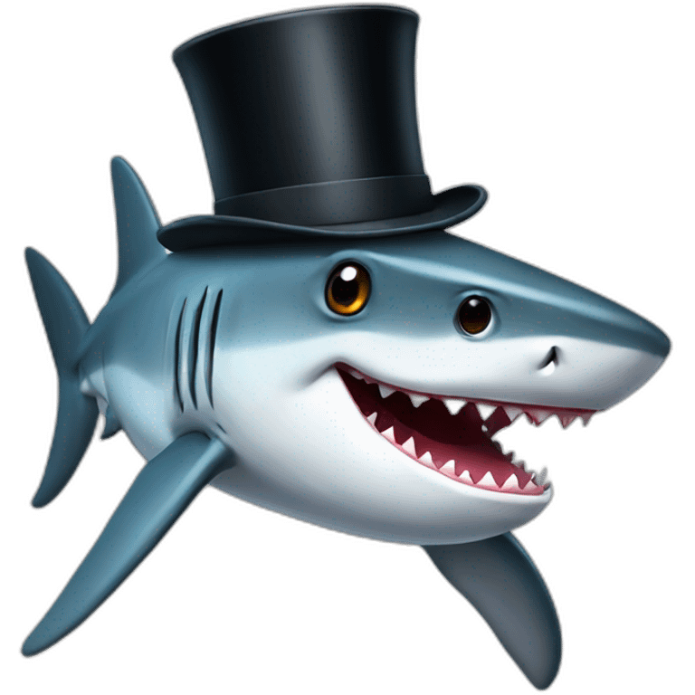 Shark with a top hat emoji