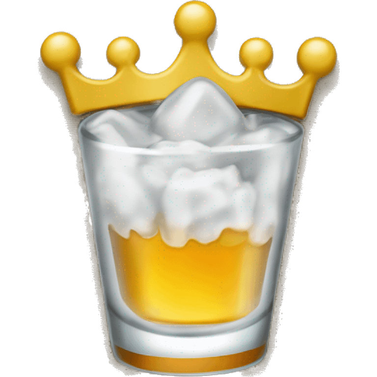 A fizzy shotglass inside of a crown emoji