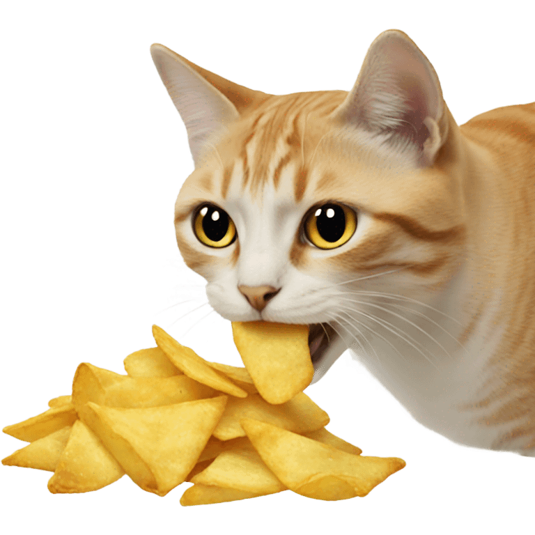 Cat eating chips emoji