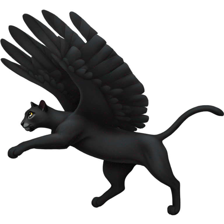 winged black puma flying emoji