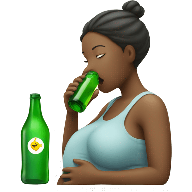 pregnant women drinking from green bottle emoji