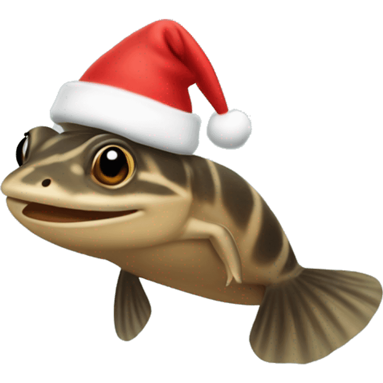 Mudskipper with a Christmas hat emoji