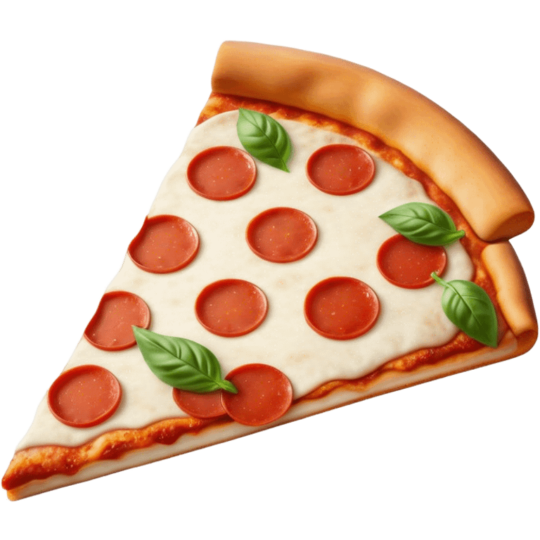 Pizza Napoletana Cinematic Realistic Pizza Napoletana Dish Emoji, depicted as a delicious slice of Neapolitan pizza with a thin, crispy crust, fresh tomato sauce, mozzarella, and basil, rendered with mouth-watering textures and vibrant, warm lighting. emoji