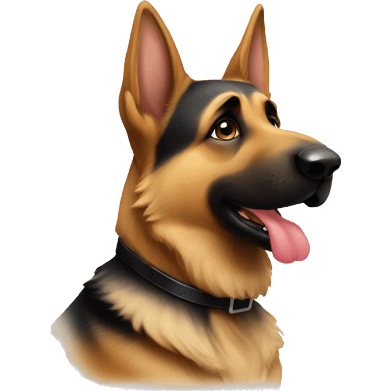 German shepherd blowing a kiss emoji