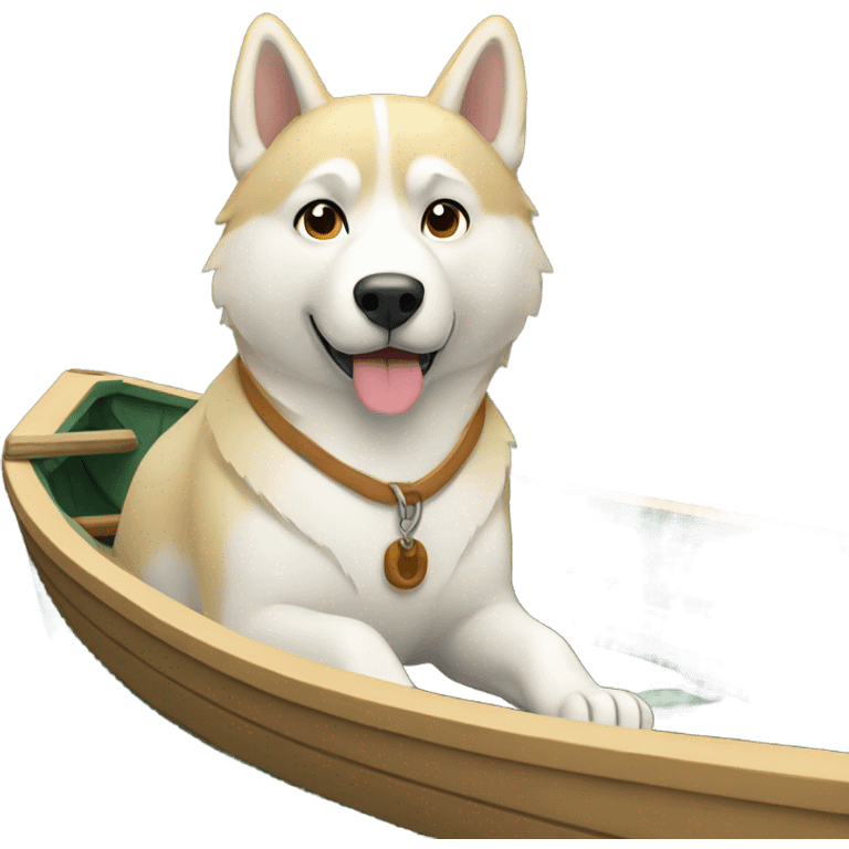 a light dorée  Husky in a boat  emoji