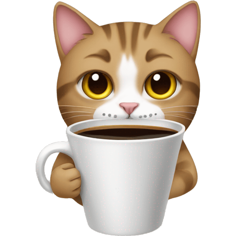 Cat with coffee emoji