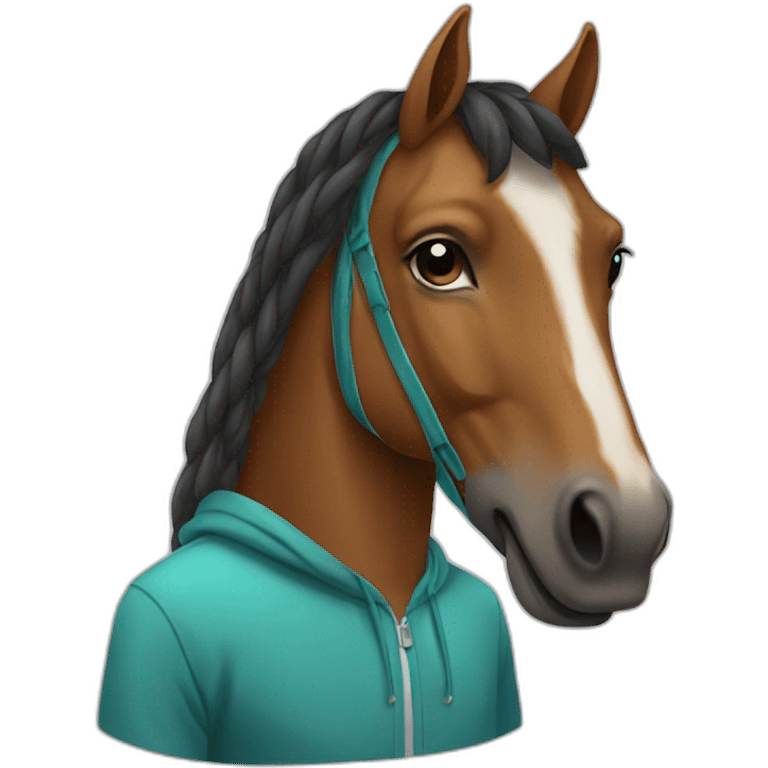 A horse wearing a hoodie emoji