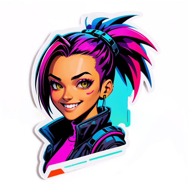 Cyberpunk girl smiling emoji