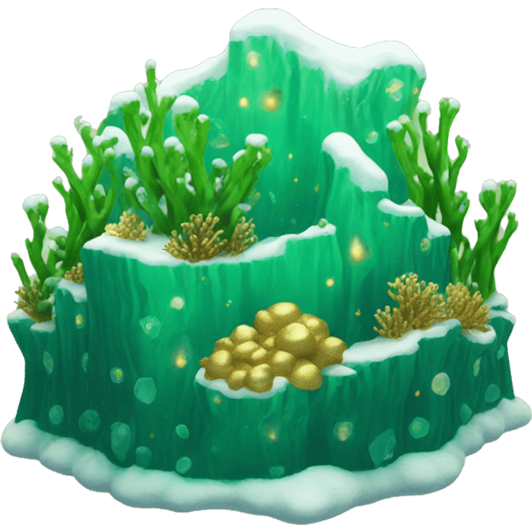 Green reef with gold decoration and snow emoji