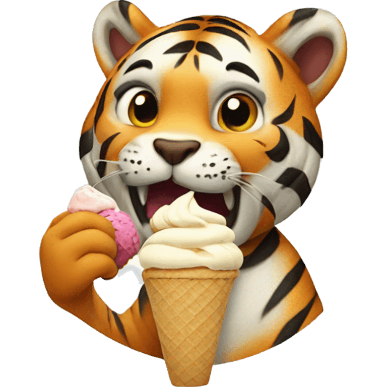 Tiger eating ice cream emoji