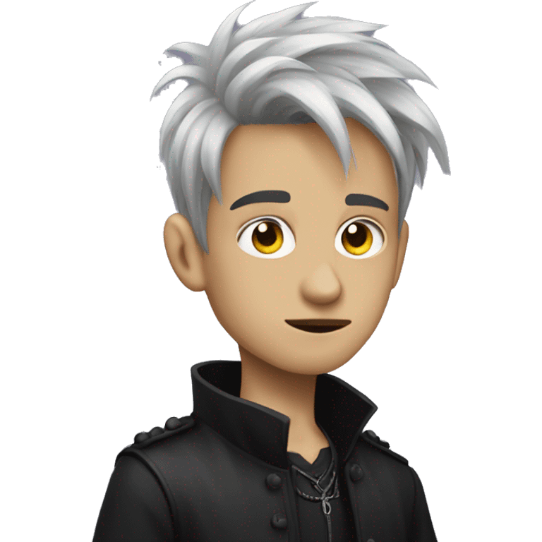 gothic boy with overgrown shag hair cut emoji