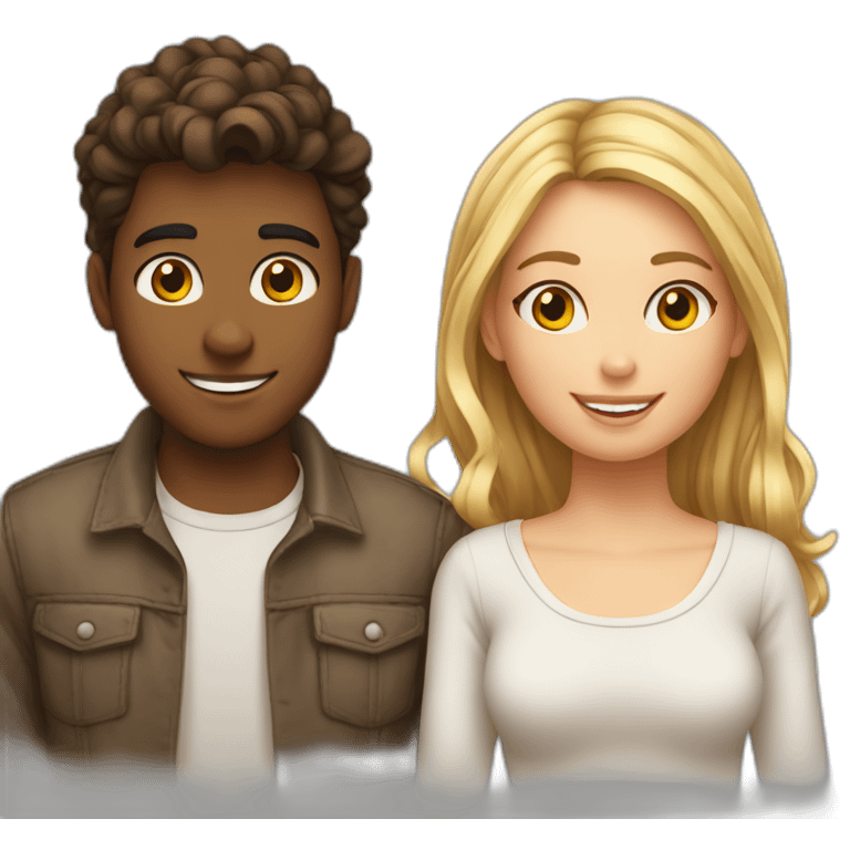 2 amoureux adolescents de la même couleur emoji