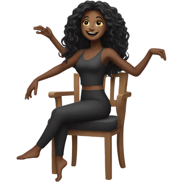 Black girl with long hair dancing in her seat emoji