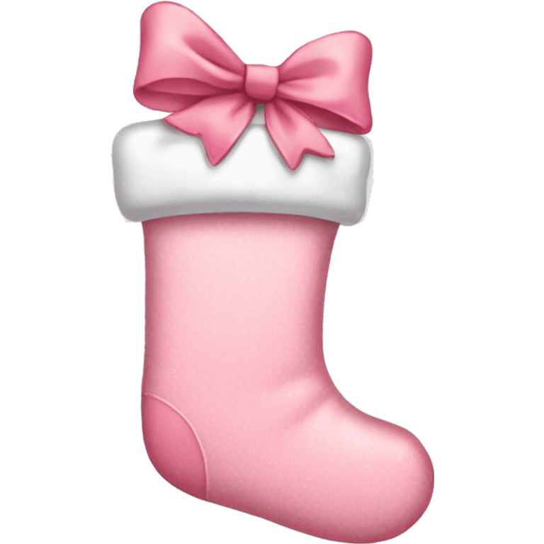  light pink Christmas stocking with bow emoji