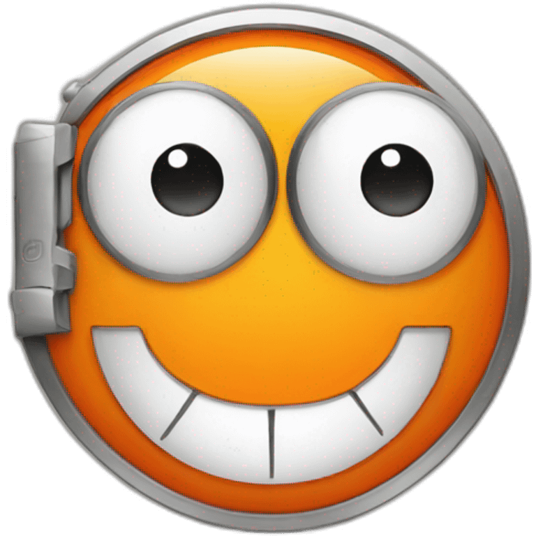 clock orange with eyes and mouth smiling emoji